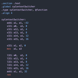 Xtensa Assembly Syntax Highlighter For ESP32, ESP32-S2, and ESP32-S3